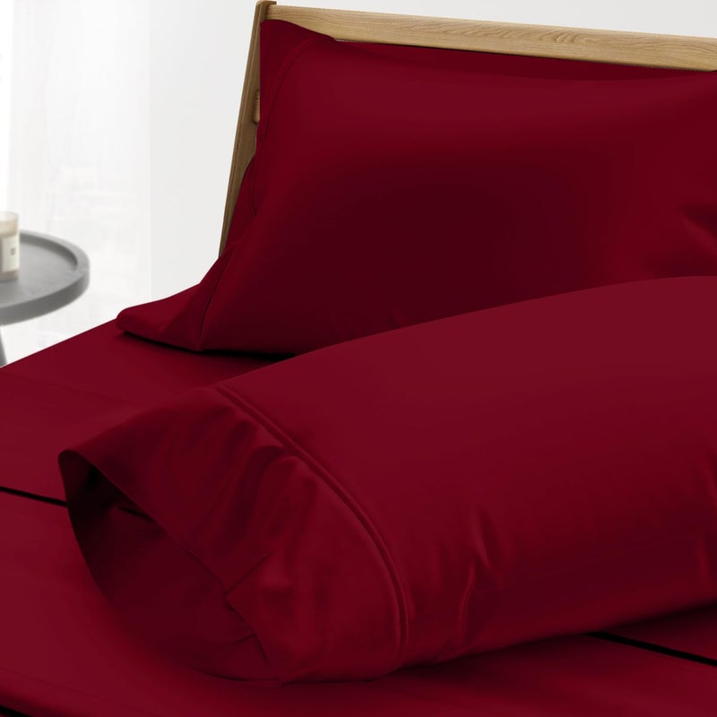 THREAD SPREAD 100% Egyptian Cotton Pillow Cases King - 1000 Thread Count Pillow Cases King Size Set of 2, Cooling & Breathable Extra Long Staple Sateen Weave Cotton Pillow Covers for Bed - Burgundy - Image 1